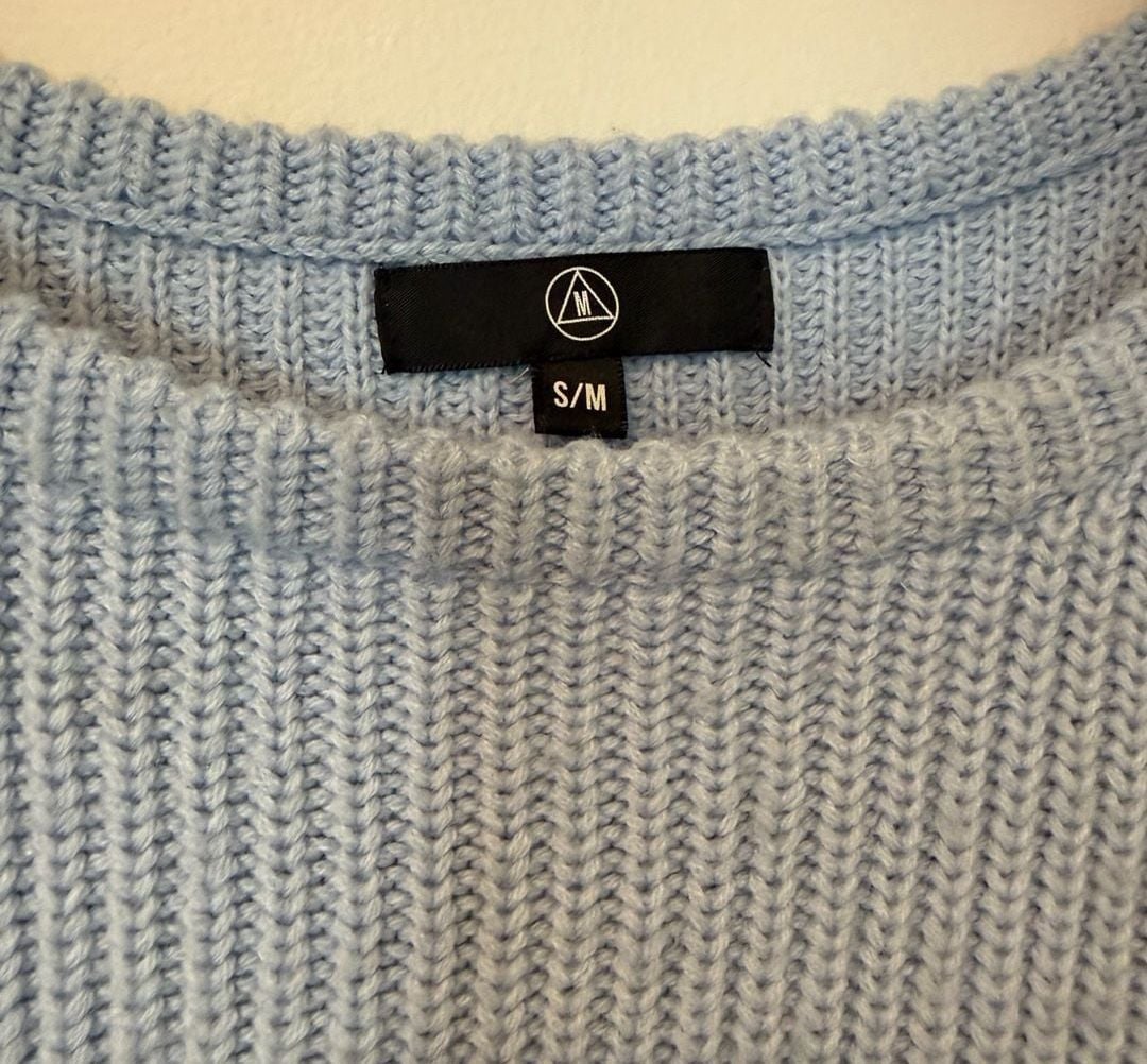 Missguided Ribbed Crop Sweater Size S/M Blue Boat Neck 5