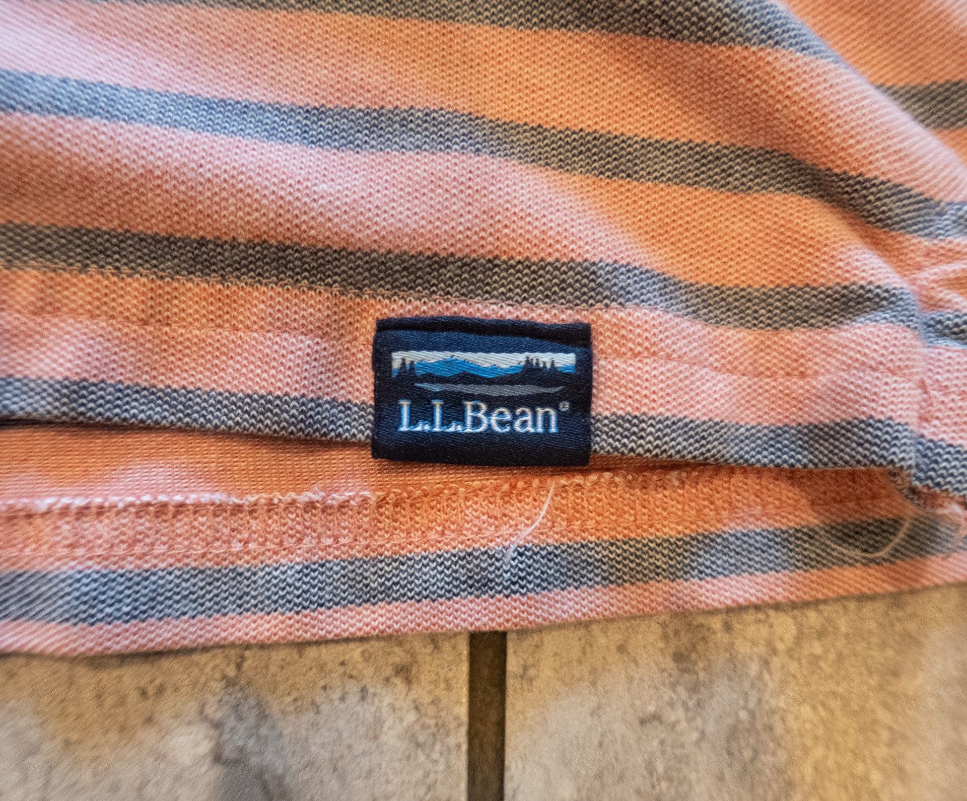L.L. Bean Striped Polo Shirt XXL Reg Pink Gray Short Sleeve 3