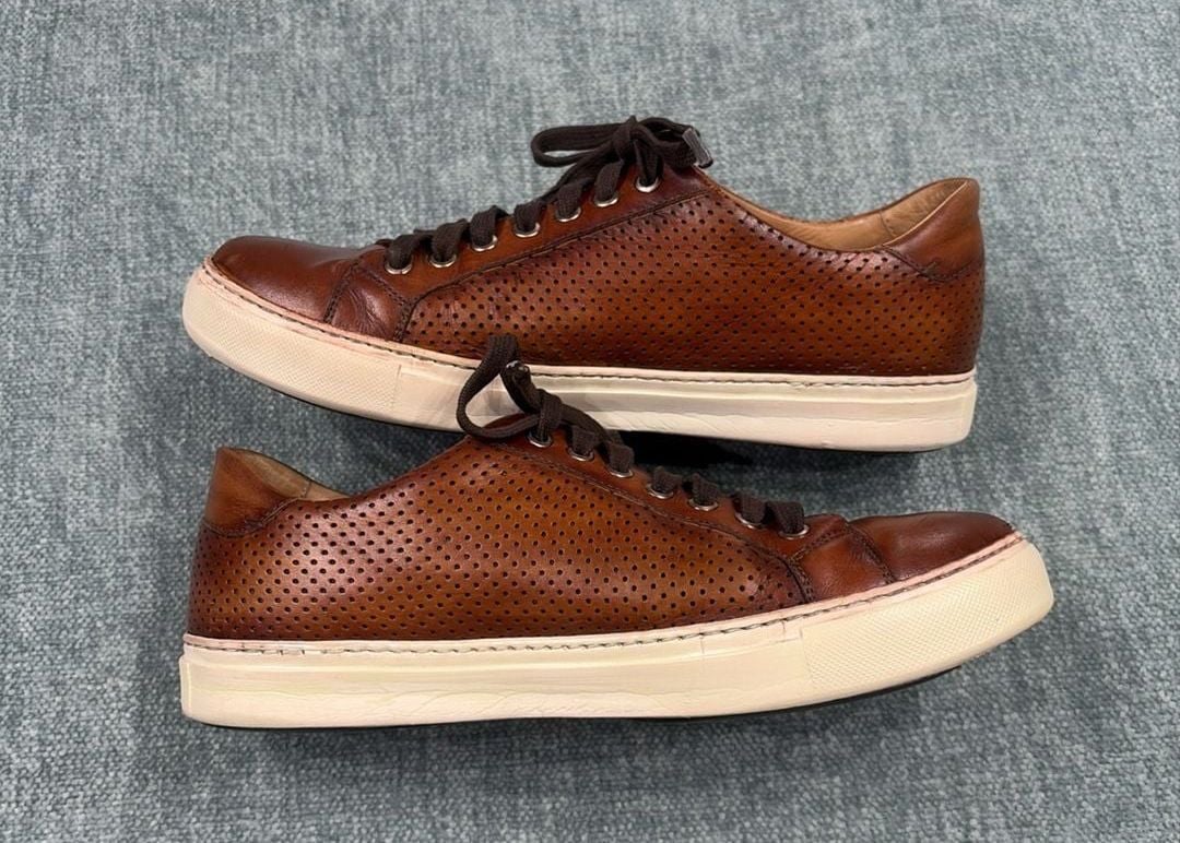 Magnanni 18113 Perforated Leather Sneakers Brown Size 8 M 6