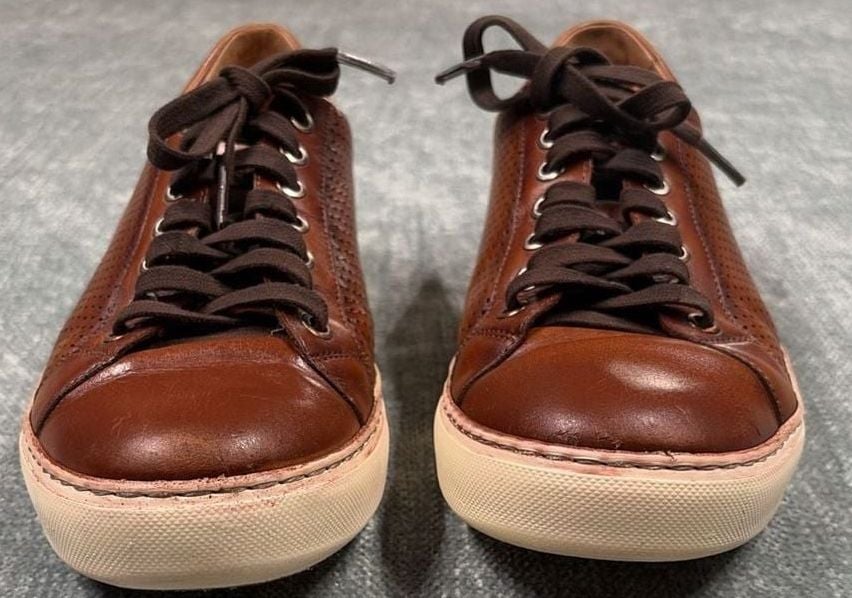Magnanni 18113 Perforated Leather Sneakers Brown Size 8 M 7