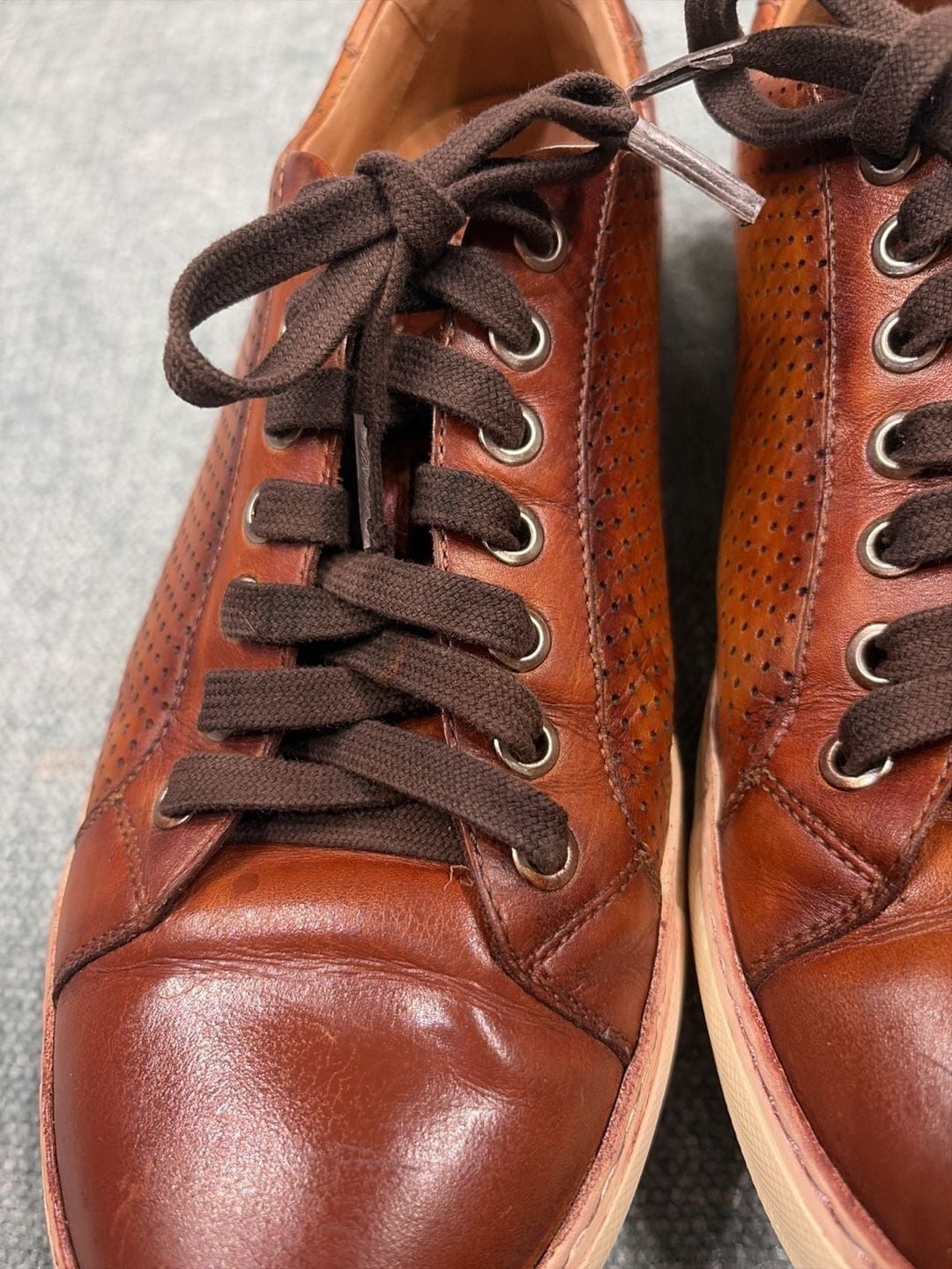 Magnanni 18113 Perforated Leather Sneakers Brown Size 8 M 10
