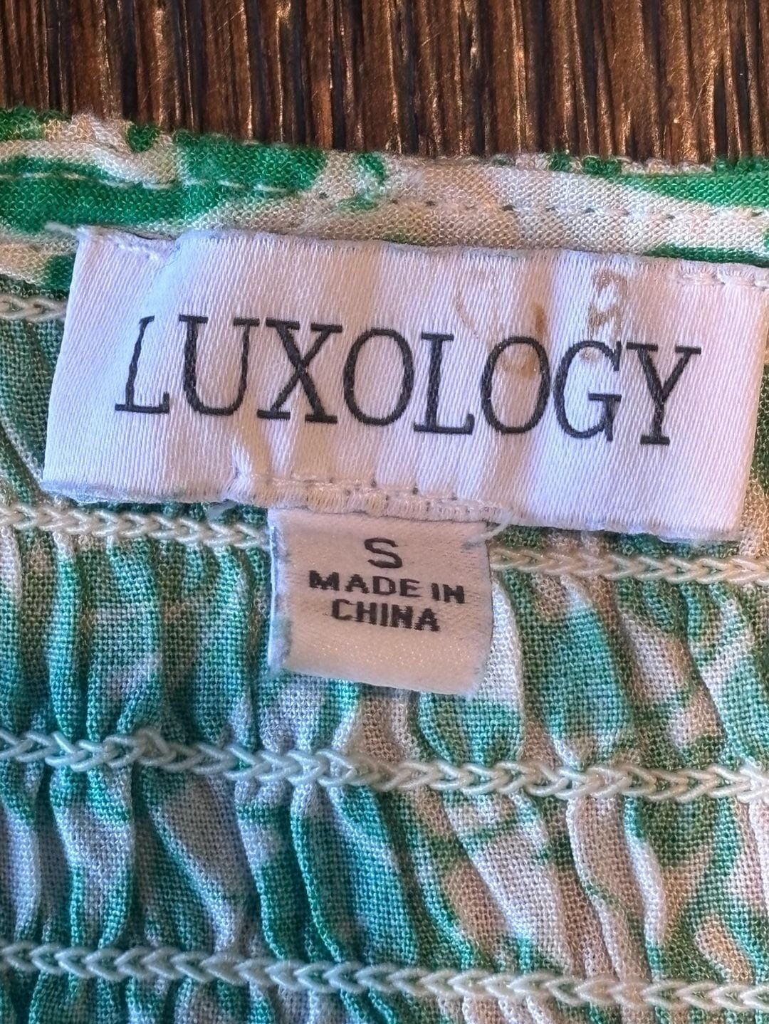 Luxology Green White Leaf Print Smocked Midi Dress 6