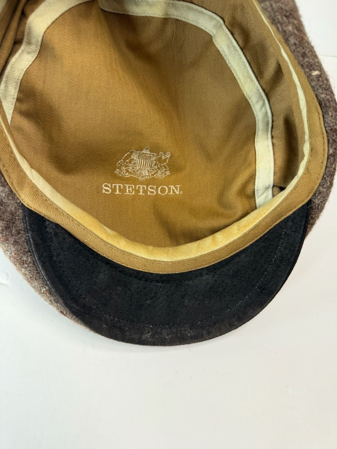 Stetson Wool Flat Cap Size L Brown Tweed Ivy Newsboy Hat 3
