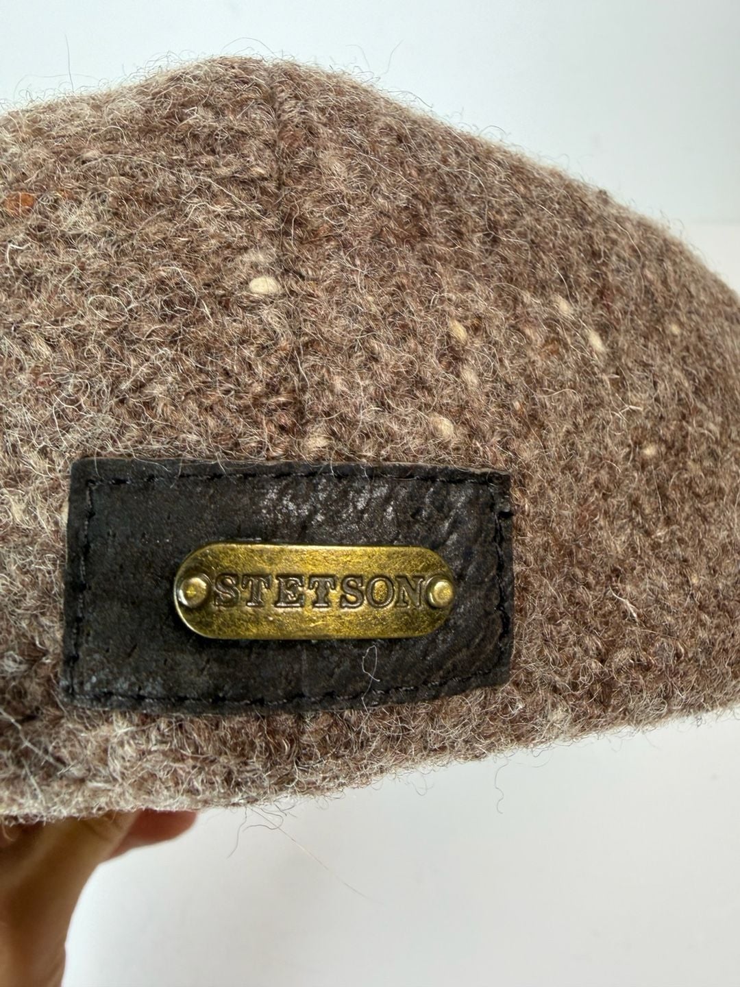 Stetson Wool Flat Cap Size L Brown Tweed Ivy Newsboy Hat 4