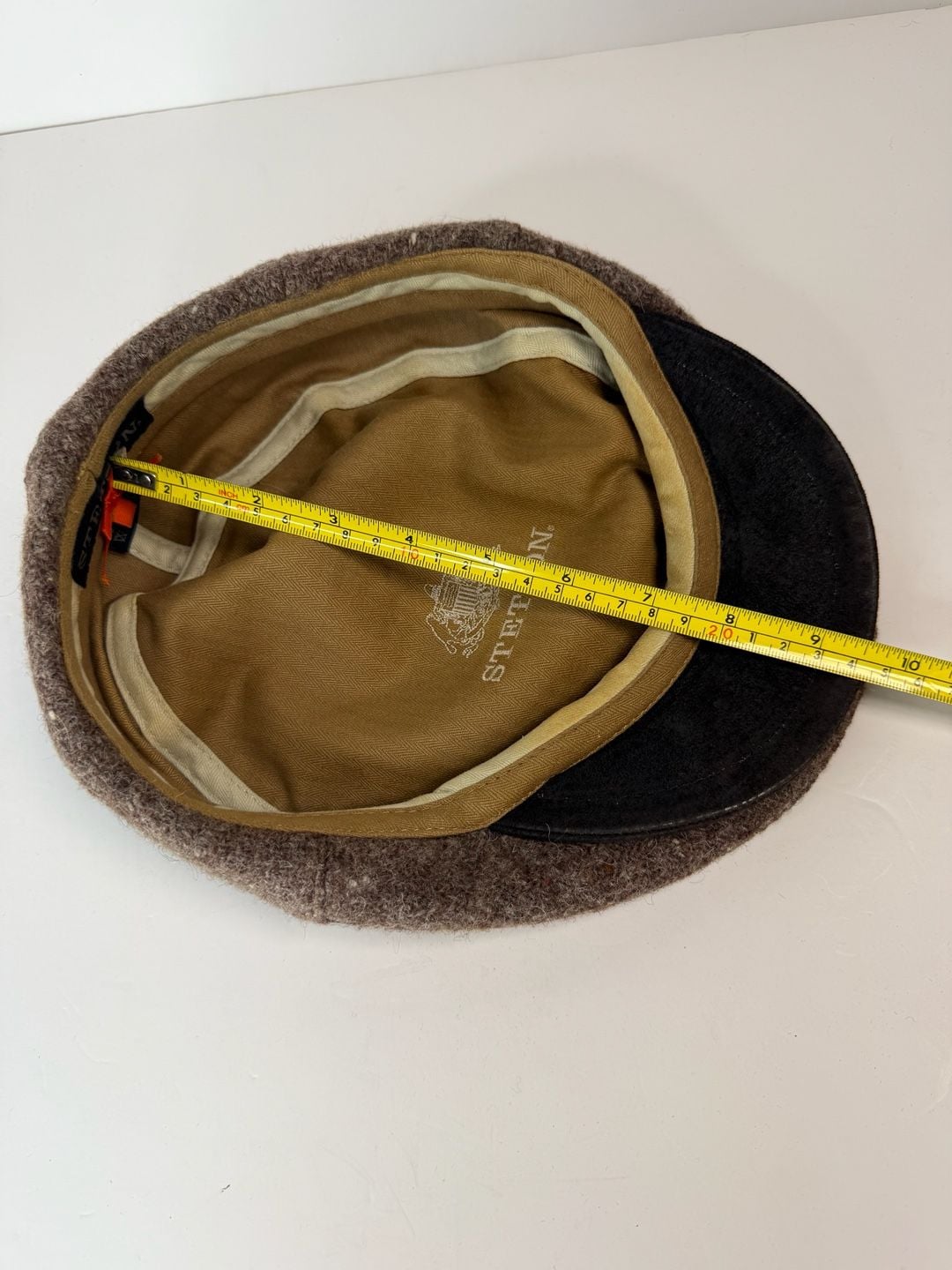 Stetson Wool Flat Cap Size L Brown Tweed Ivy Newsboy Hat 7