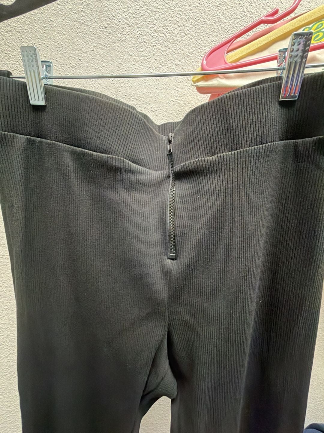 Naked Wardrobe Ribbed Leggings Black Zip Front 3