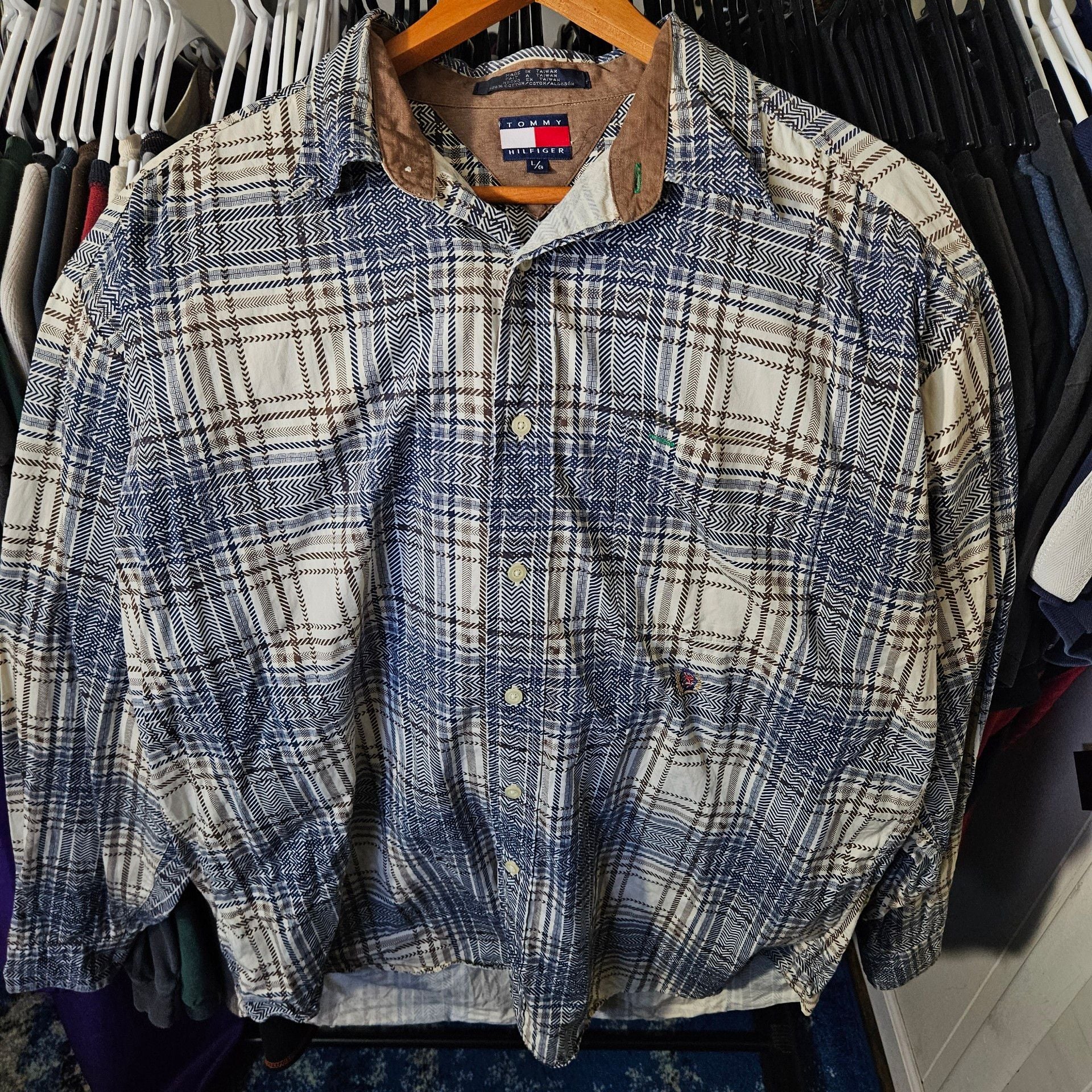 Tommy Hilfiger Plaid Long Sleeve Button Down Shirt Size L 1