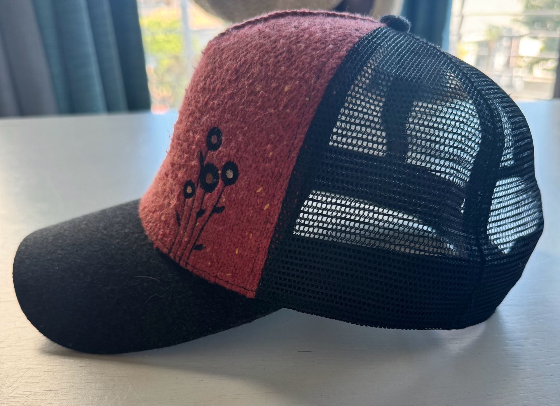 Pistil Floral Trucker Hat Snapback Cap Red Black 8