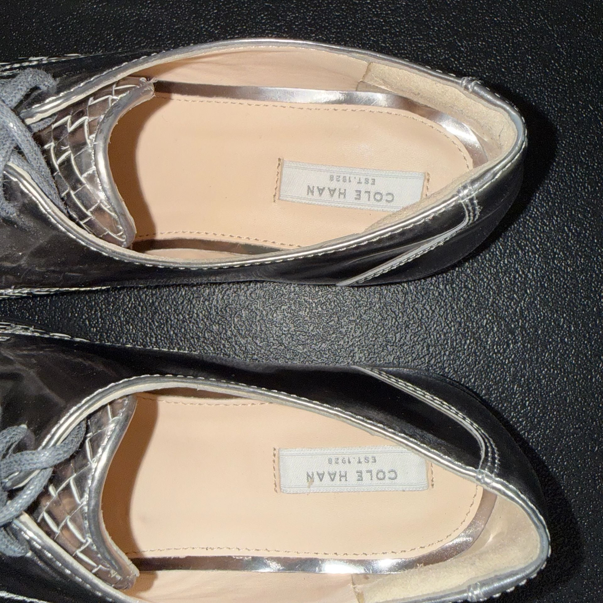 Cole Haan Woven Silver Oxford Shoes Size 7.5 7