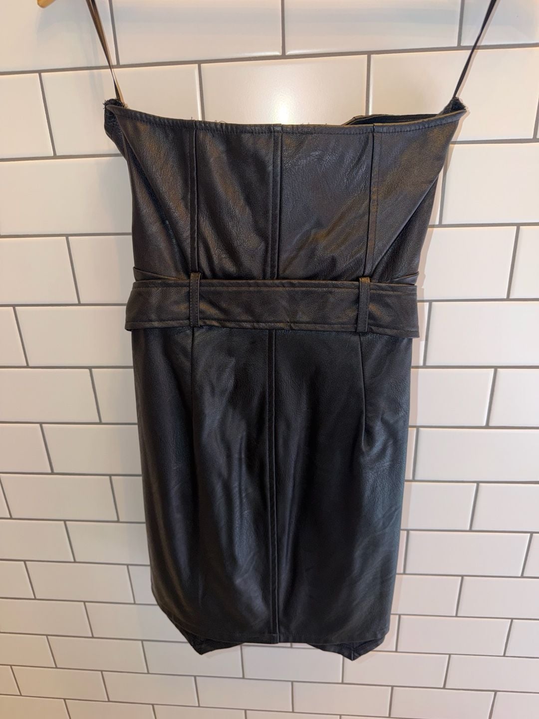 🖤🔥 Blue Blush Black Faux Leather Bustier Mini Dress — Size  7