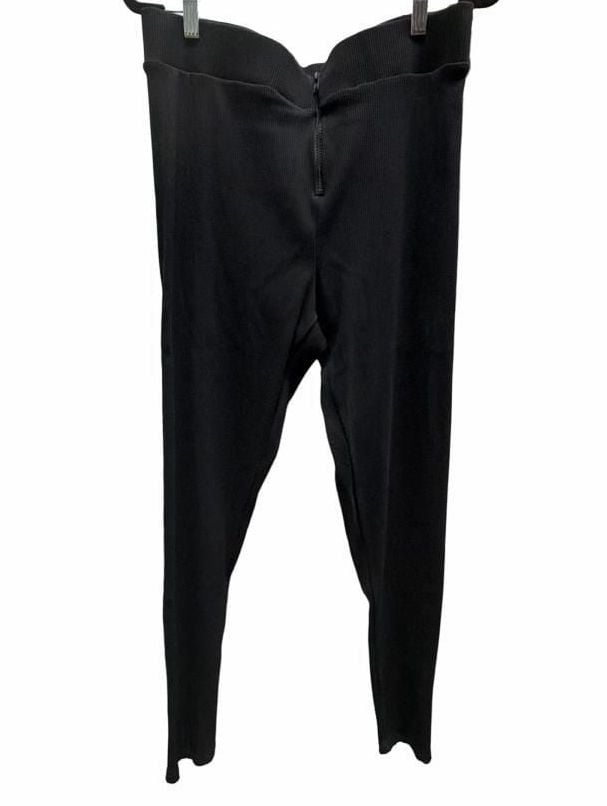 Naked Wardrobe Ribbed Leggings Black Zip Front 2