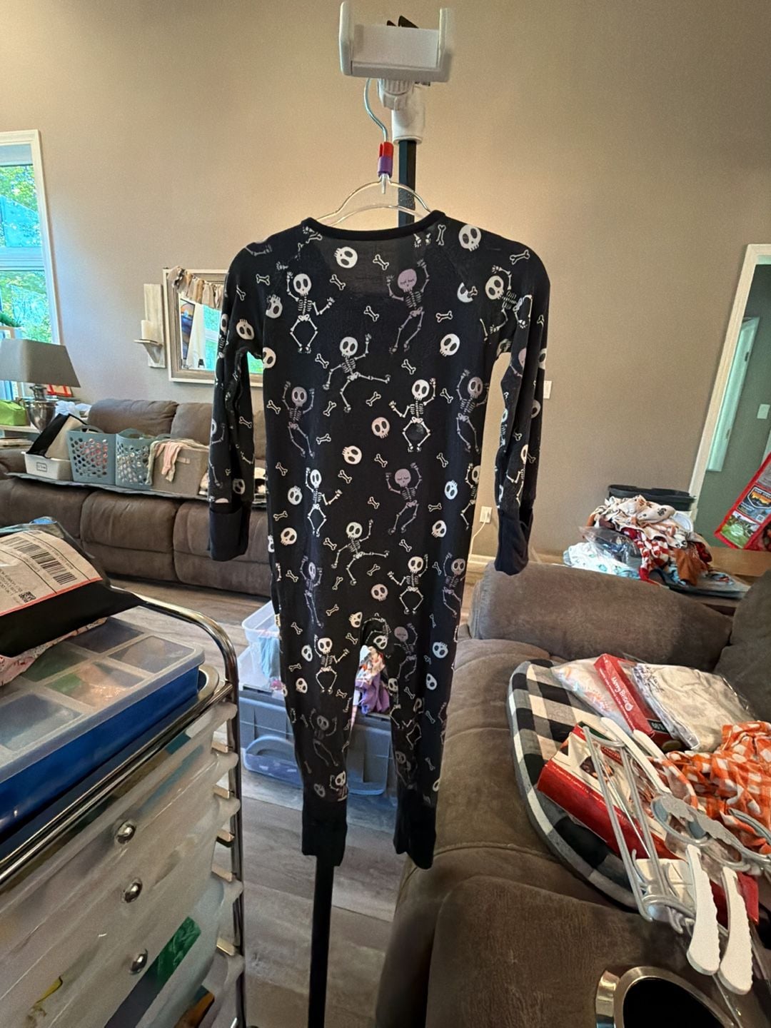 Little Sleepies Skeleton Zippy Size 6-12 Months Black Dancing Skeletons 4