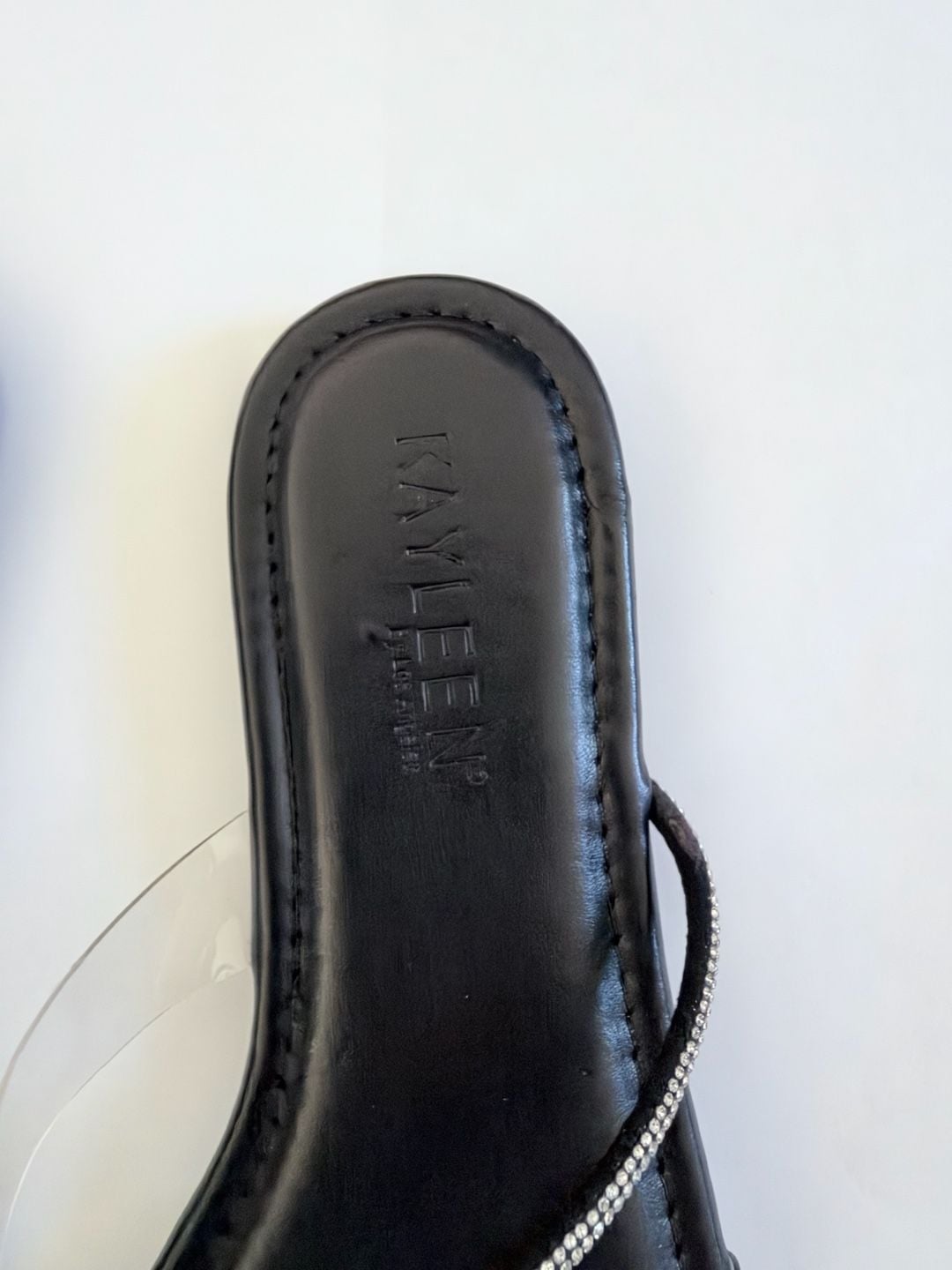 Kayleen Karly-4 Sandals Size 7.5 Black Rhinestone Flat 3