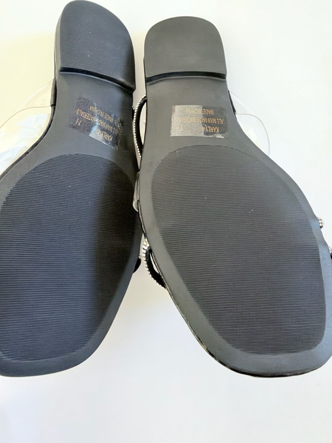 Kayleen Karly-4 Sandals Size 7.5 Black Rhinestone Flat 4