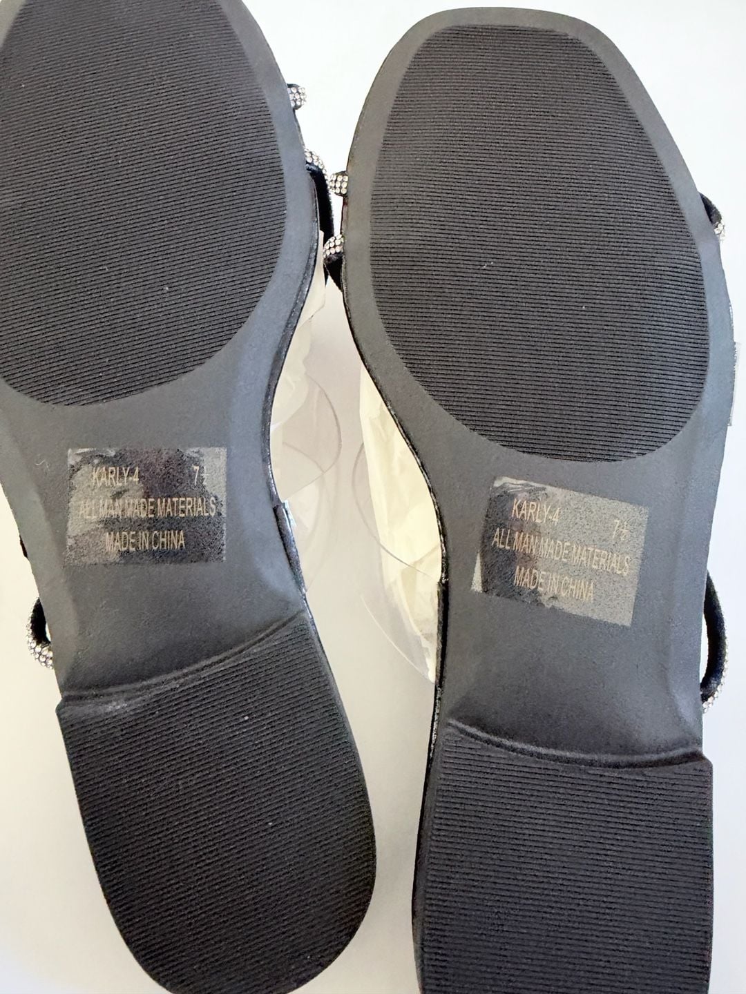 Kayleen Karly-4 Sandals Size 7.5 Black Rhinestone Flat 6