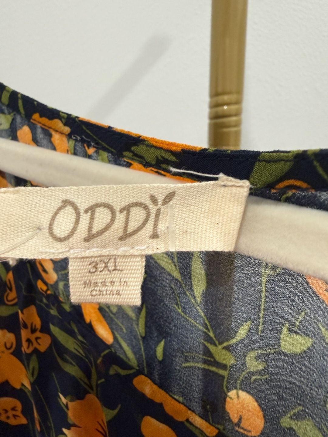 ODDI Floral Patchwork Tunic Top Size 3XL Orange Black Long Sleeve Blouse 4