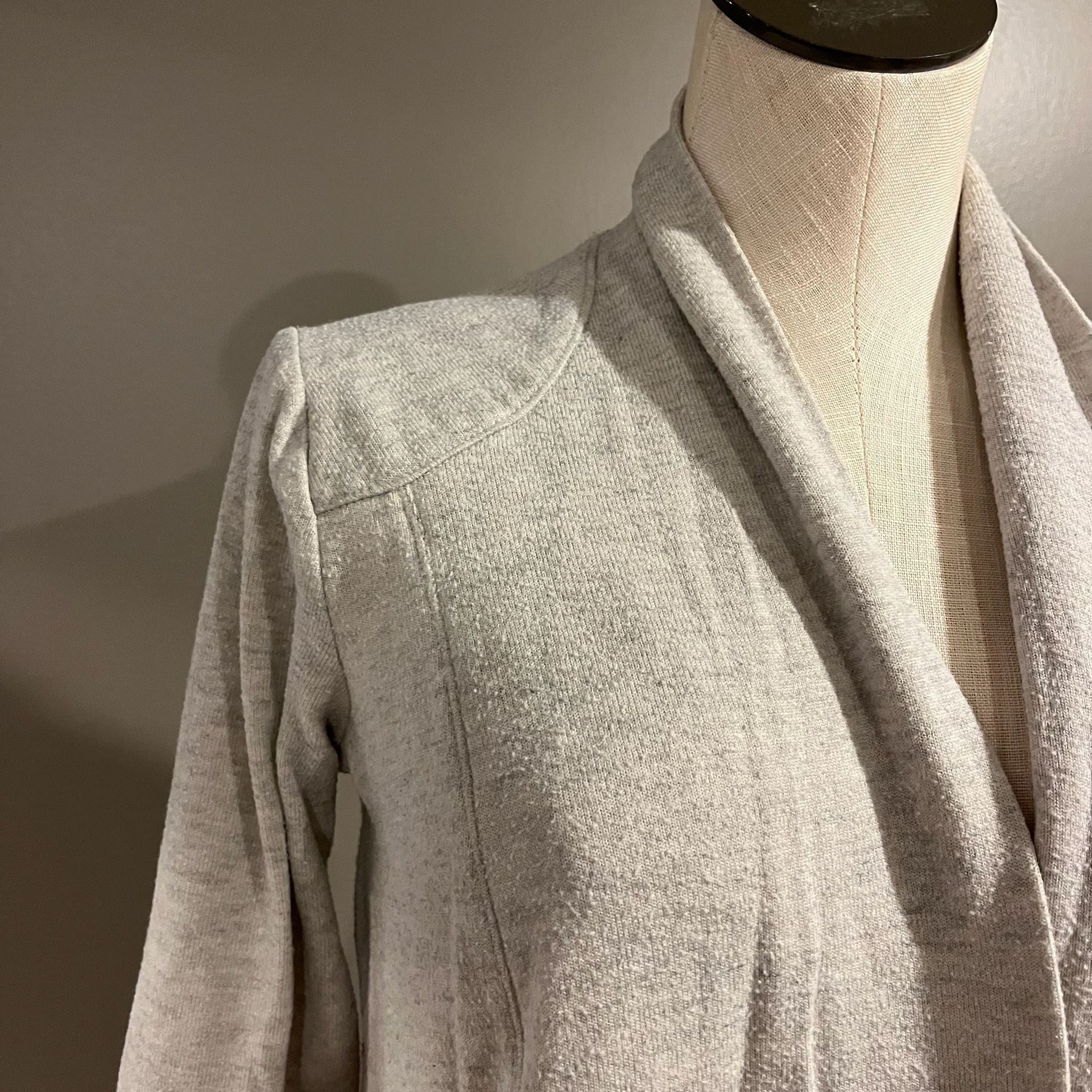 Cupio Cardigan Size M Gray Knit Open Front Draped Shawl Collar Fall Winter 3
