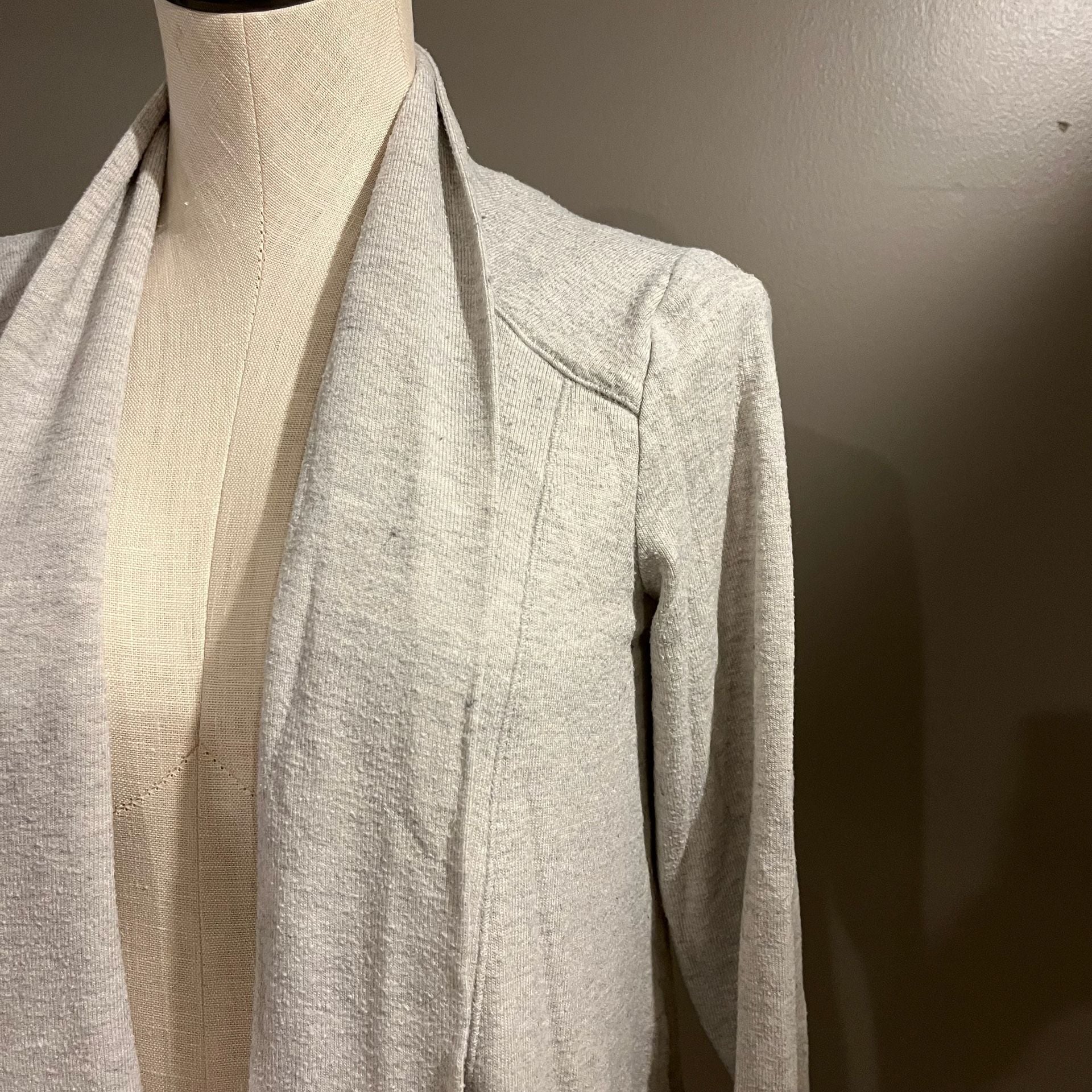 Cupio Cardigan Size M Gray Knit Open Front Draped Shawl Collar Fall Winter 5