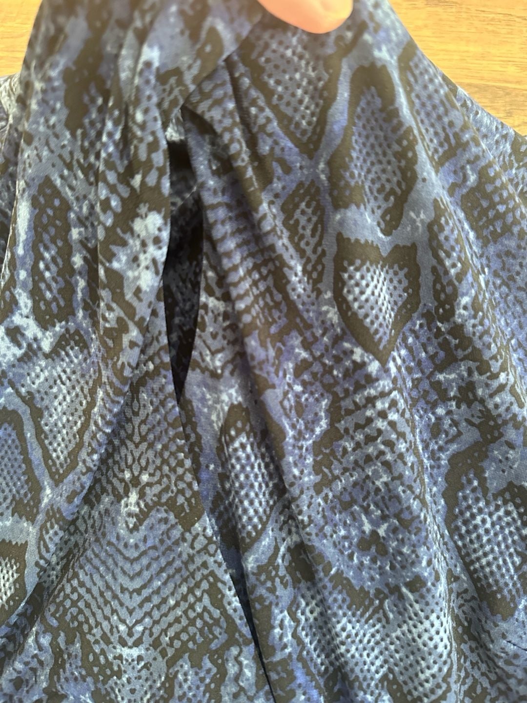 Cache Sheath Dress Size S Blue Black Animal Print Keyhole Ruched 6