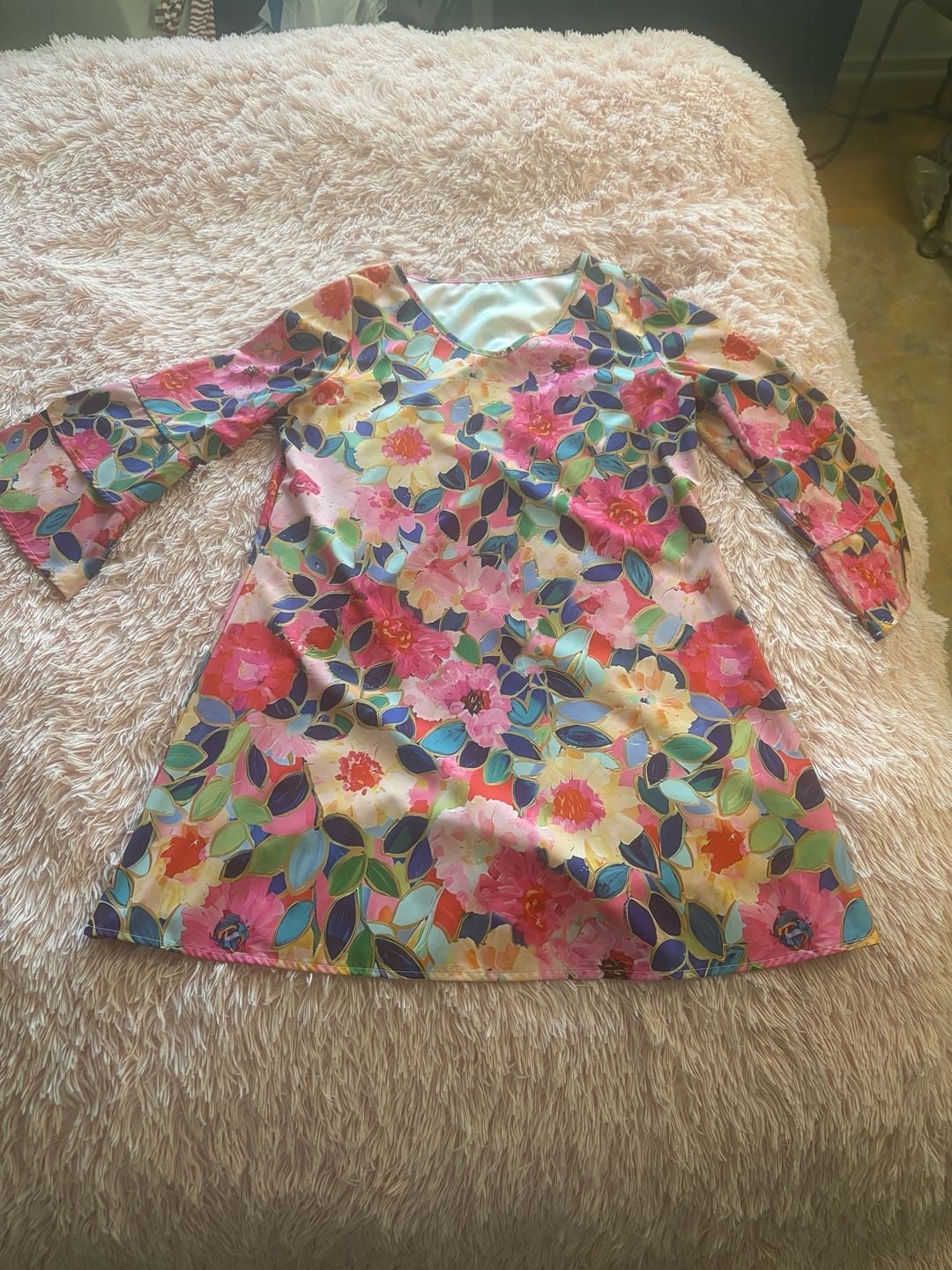 Unbranded Floral Bell Sleeve Dress Size M Multicolor Polyester 3