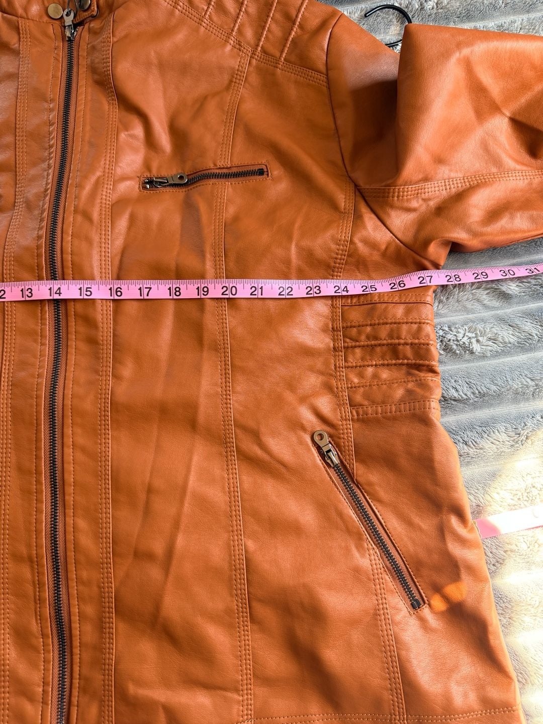 Tagoo Womens Faux Leather Hooded Motorcycle Jacket Size 5XL Brown  8