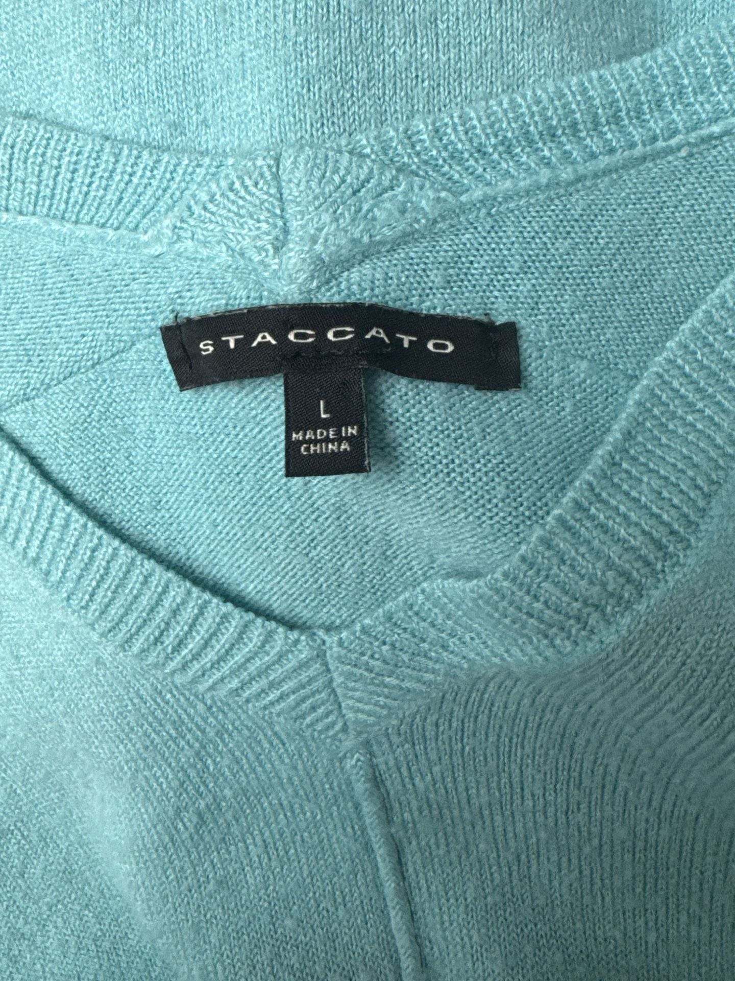 Staccato V-Neck Sweater Size L Blue Lightweight Long Sleeve 5