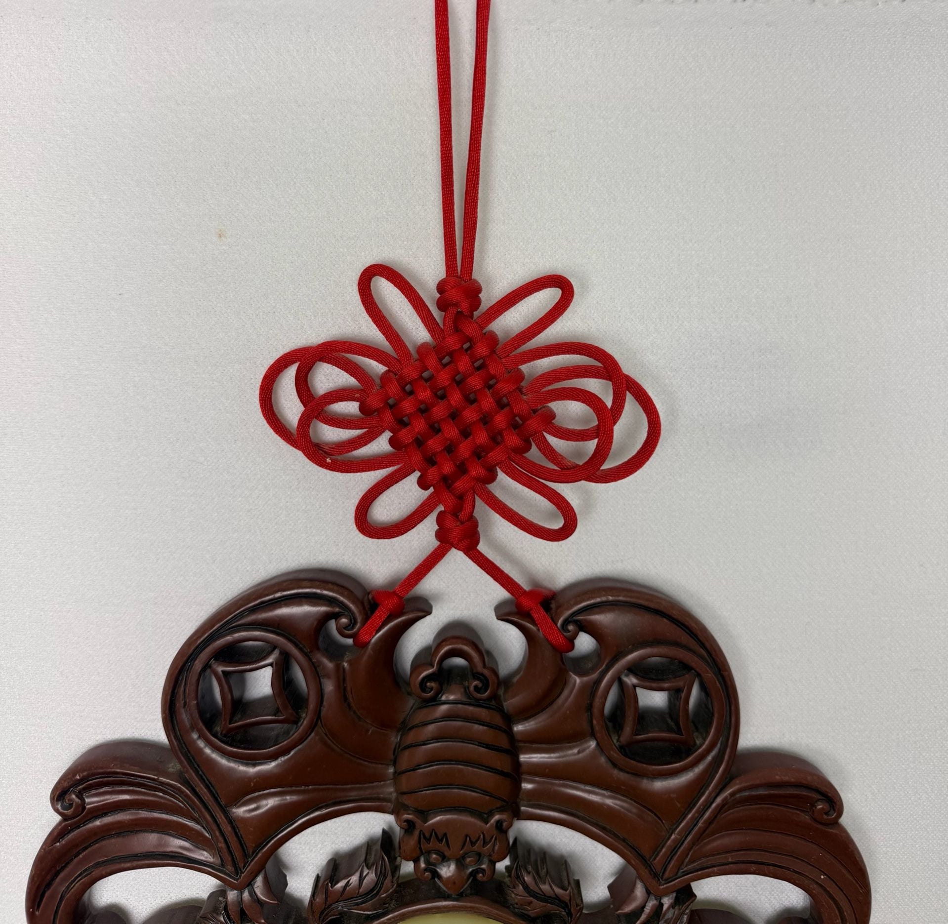 Chinese Knot Red Tassel Wall Hanging Fu Symbol Faux Jade 5