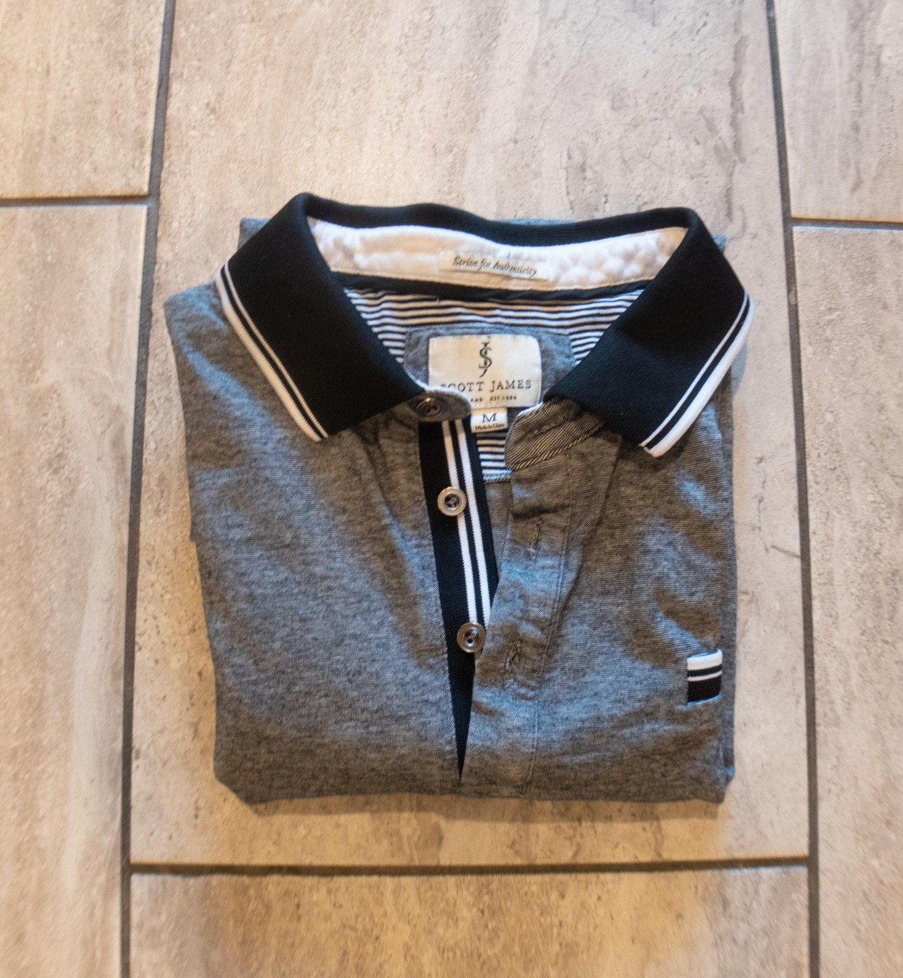 Scott James Polo Shirt Size M Grey Short Sleeve 9