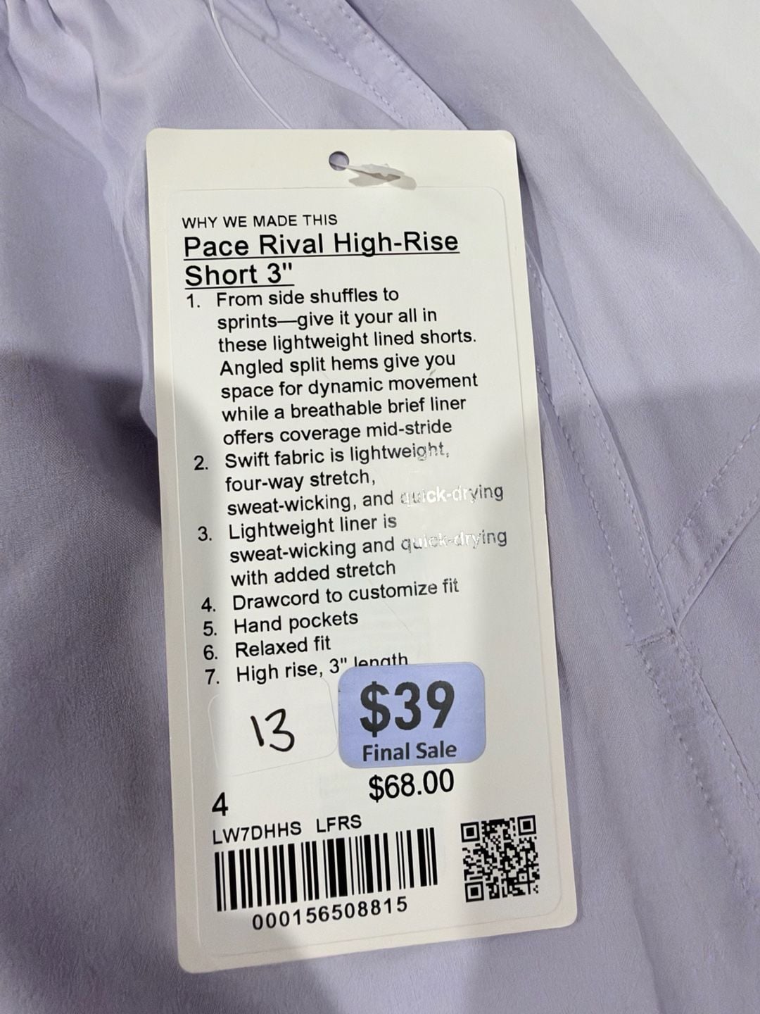 Lululemon Pace Rival High-Rise Short 3 Size 4 9