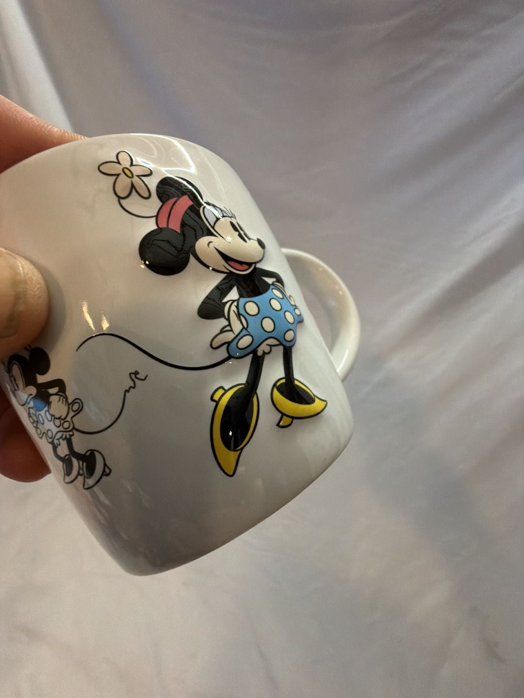 Disney Parks Minnie Mouse Ceramic Coffee Mug Blue Interior 7