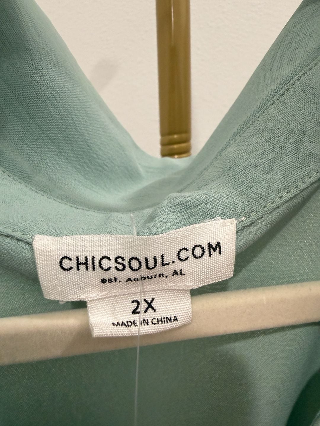 ChicSoul Tiered Mini Dress Size 2X Sage Green V-Neck Long Sleeve 3