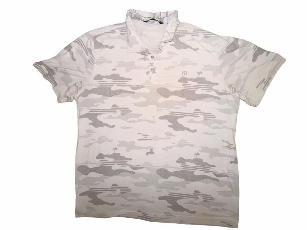 TravisMathew Skywind Polo Size XXL White Gray Camo Golf Shirt 2