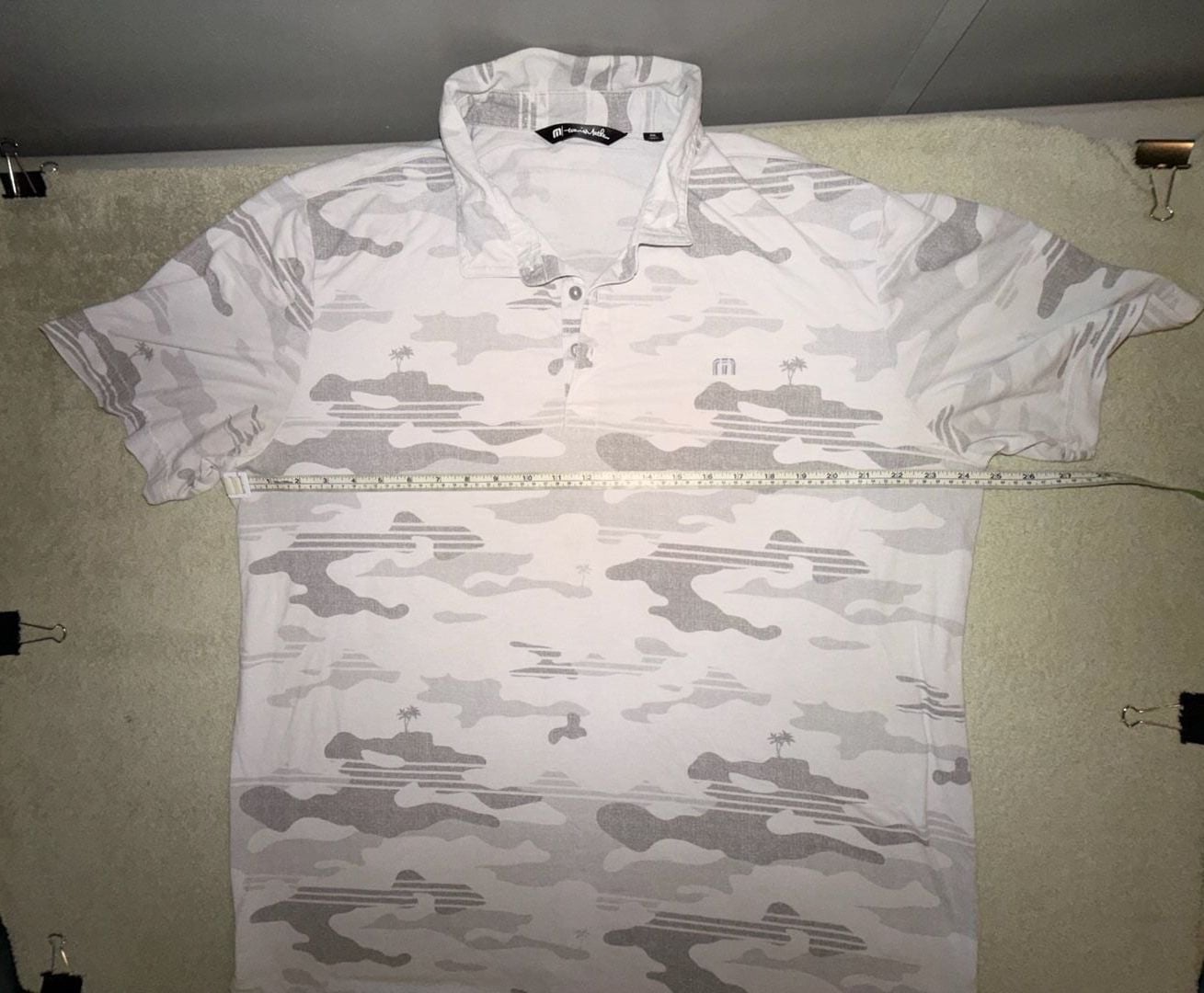 TravisMathew Skywind Polo Size XXL White Gray Camo Golf Shirt 5