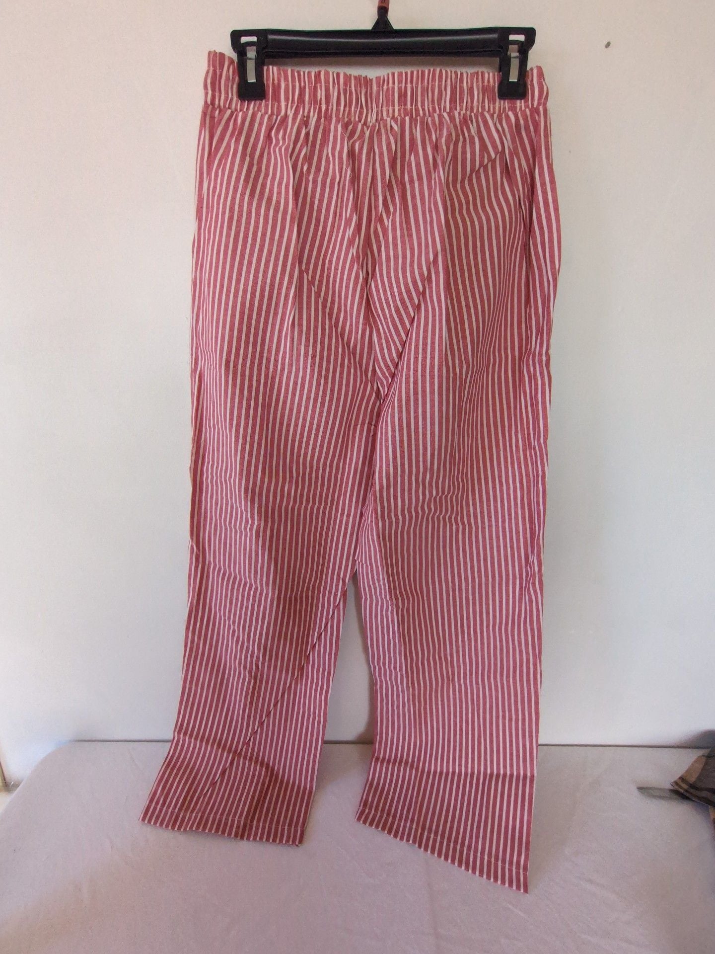 Unbranded Red Striped Lounge Pants Size L Drawstring Casual 4