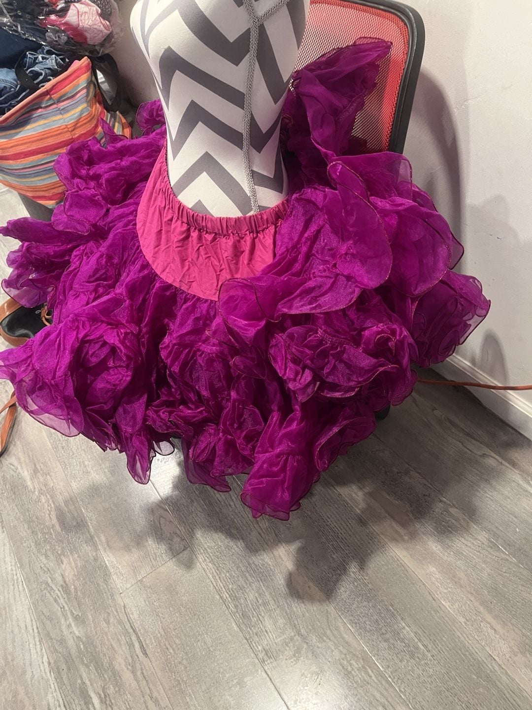 Vintage 1980Square Dancin Petticoat Skirt Size M Purple Organza Ruffle Crinoline 2
