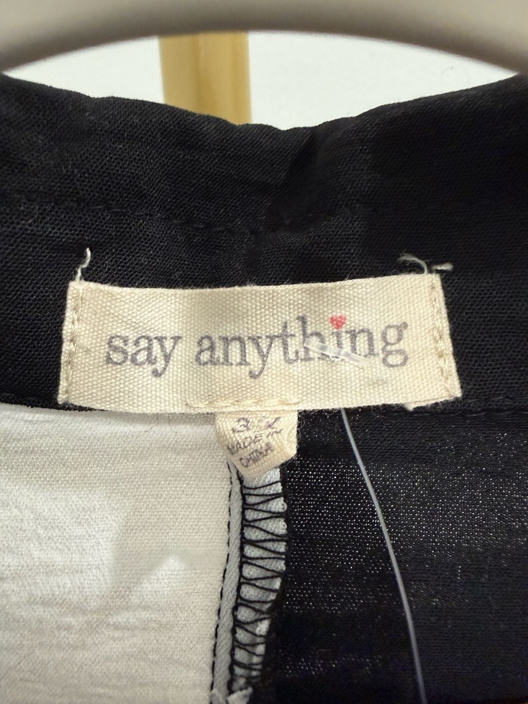 Say Anything Colorblock Button Down Shirt Size 3XL Black White Long Sleeve 4