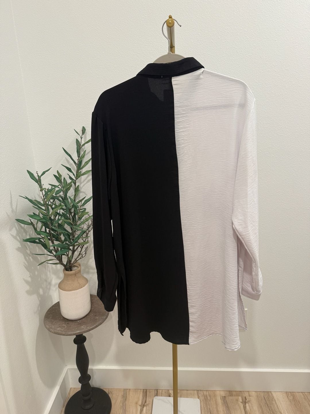Say Anything Colorblock Button Down Shirt Size 3XL Black White Long Sleeve 5