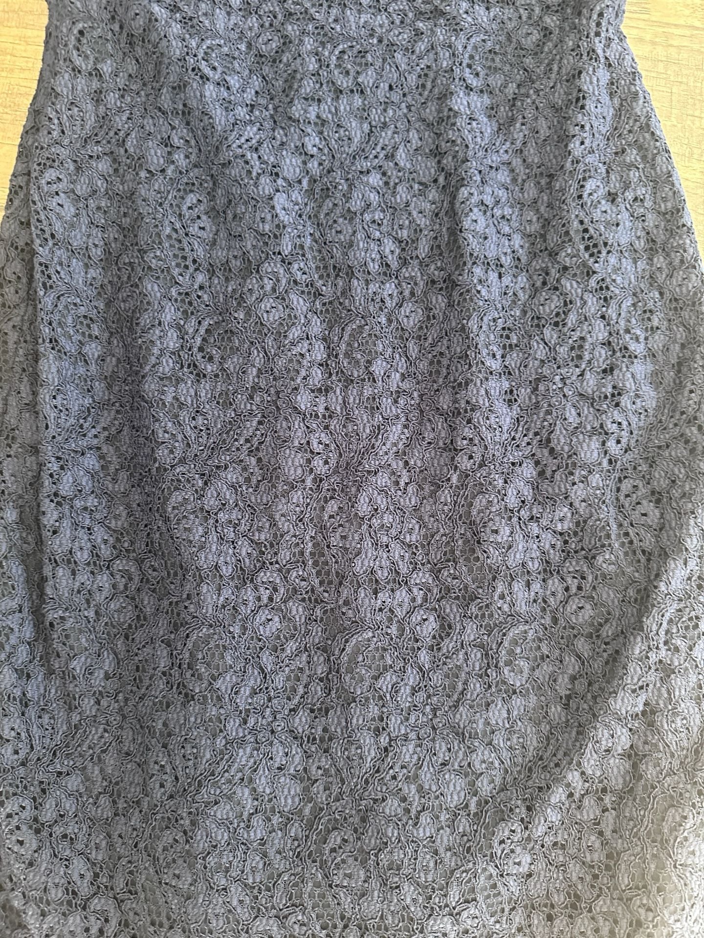 Cache Dress Size 2 Blue Lace Sheath Scallop Hem Two-Way Zip 4