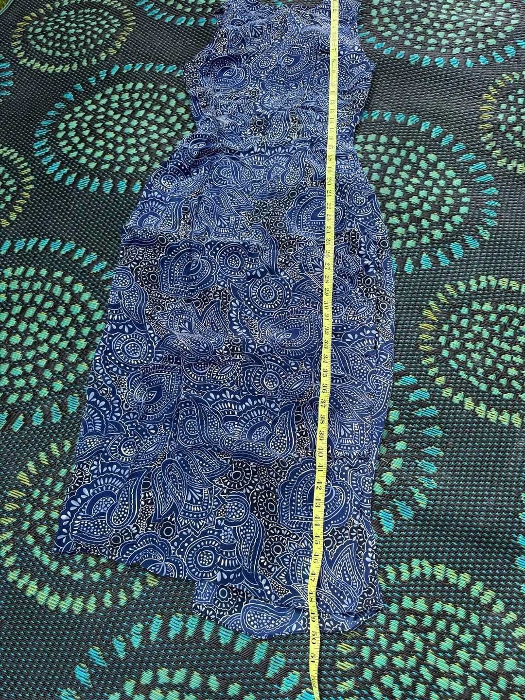 Maggy London Kenneth Nolan Dress Size 8 Blue Paisley Silk Midi 7