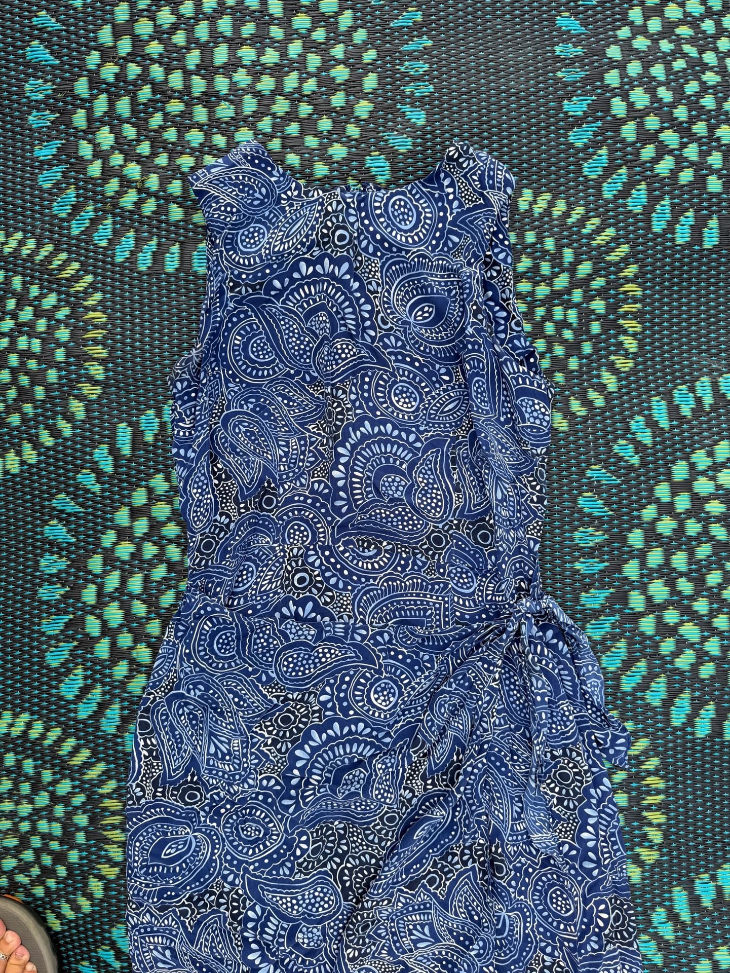 Maggy London Kenneth Nolan Dress Size 8 Blue Paisley Silk Midi 3