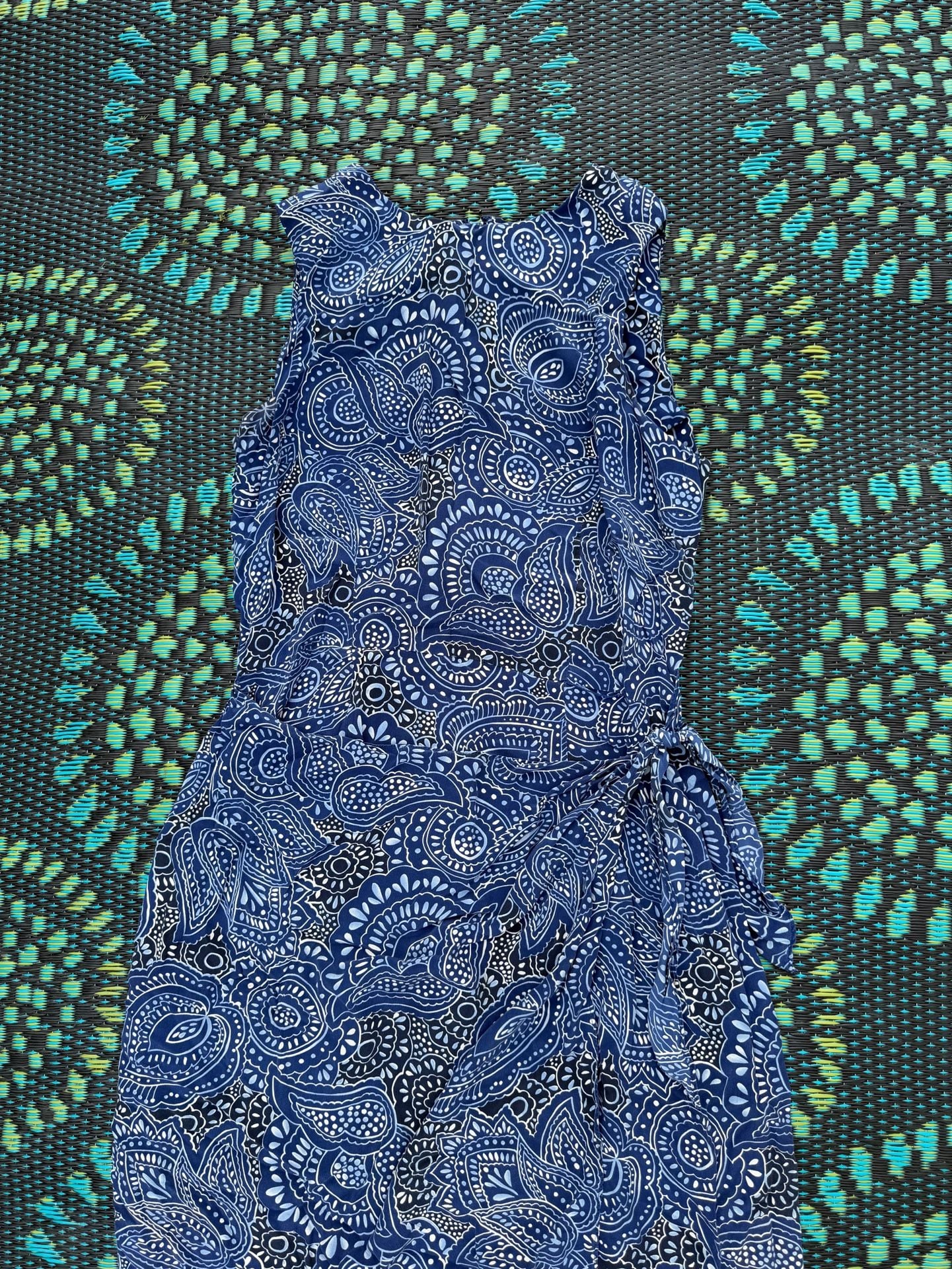 Maggy London Kenneth Nolan Dress Size 8 Blue Paisley Silk Midi 4