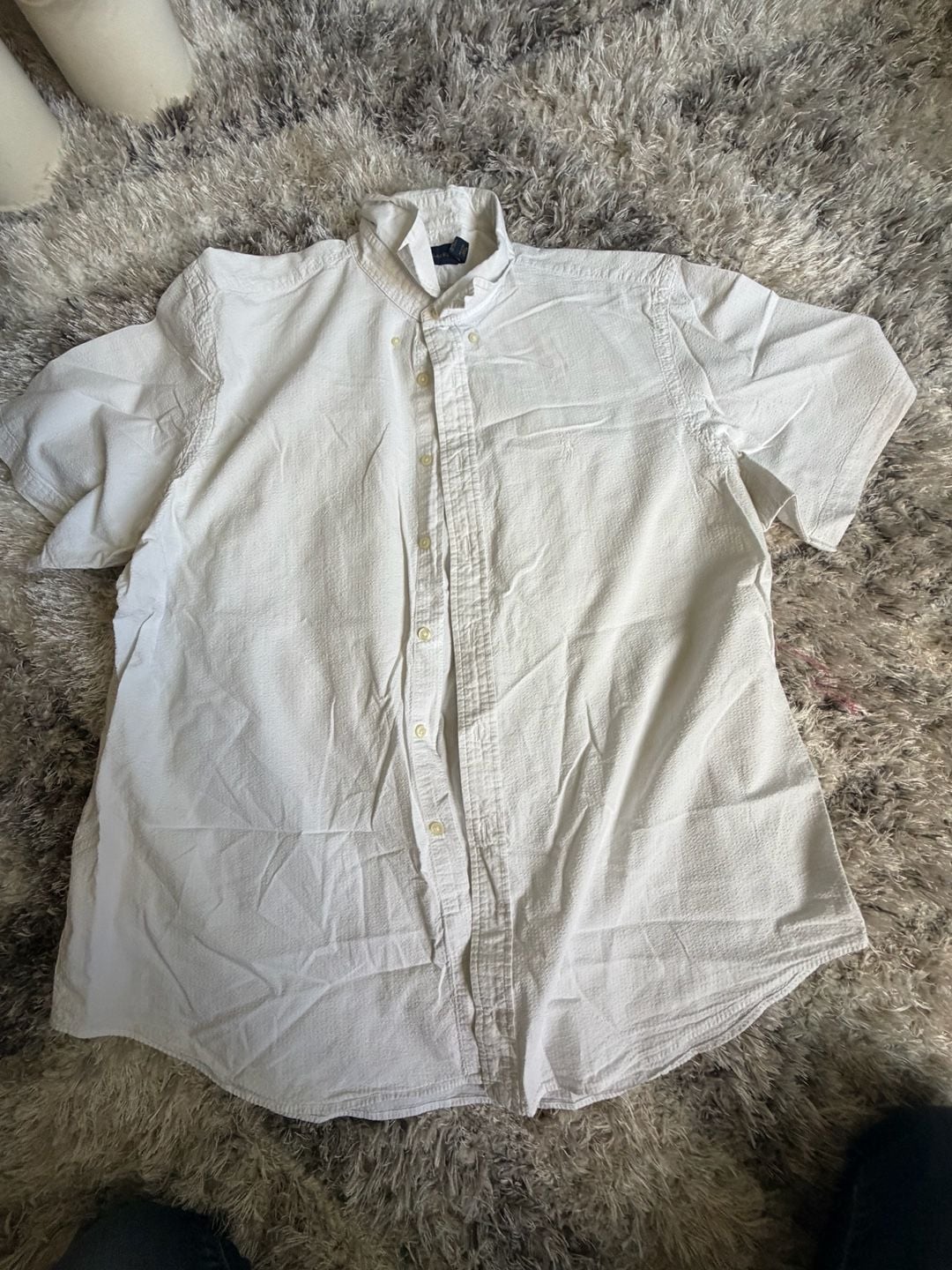 Ralph Lauren Short Sleeve Button Down Shirt Size XXL White Seersucker 2