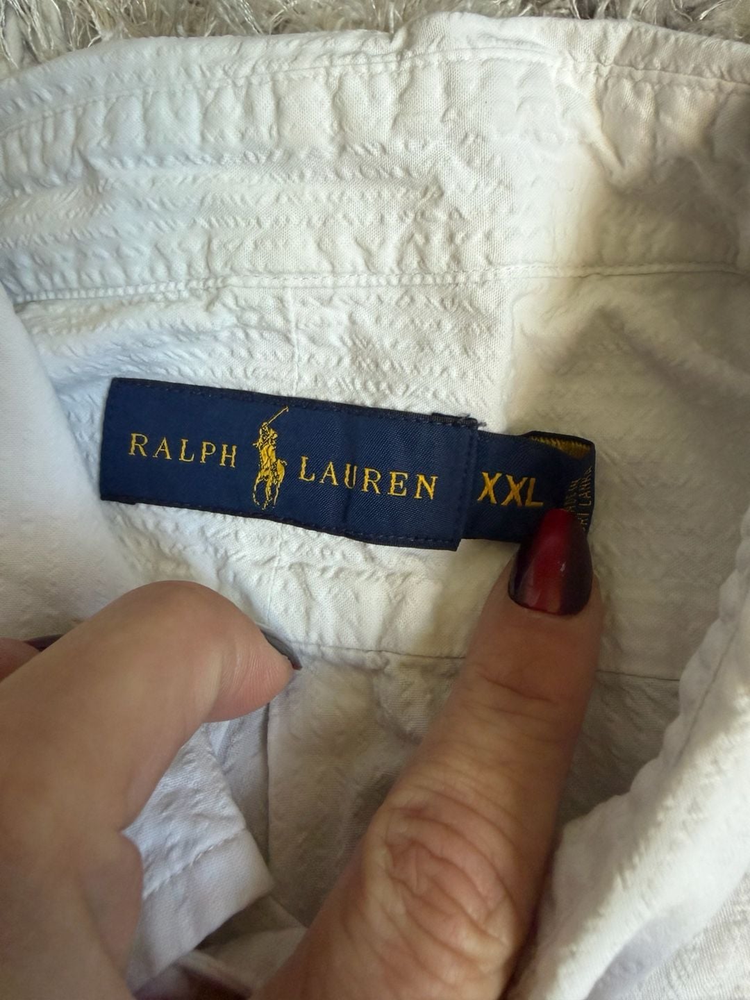 Ralph Lauren Short Sleeve Button Down Shirt Size XXL White Seersucker 3