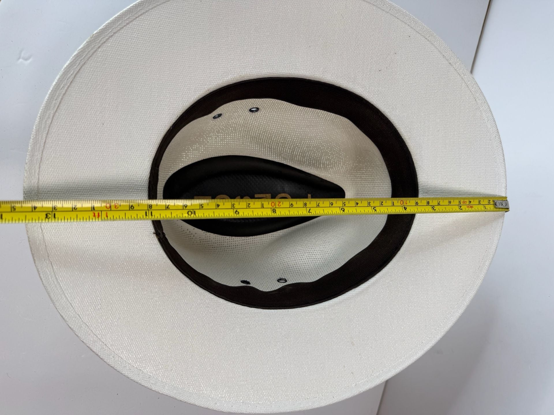 Vintage Tomson White Straw Fedora Sun Hat Black Band Size Large 7