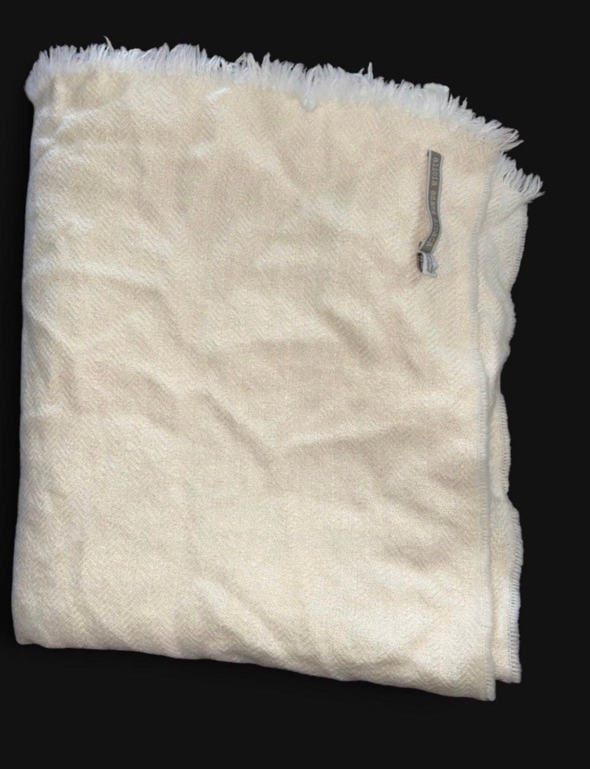 Alicia Adams Alpaca Throw Blanket 100% Baby Alpaca Ivory Fringe 1