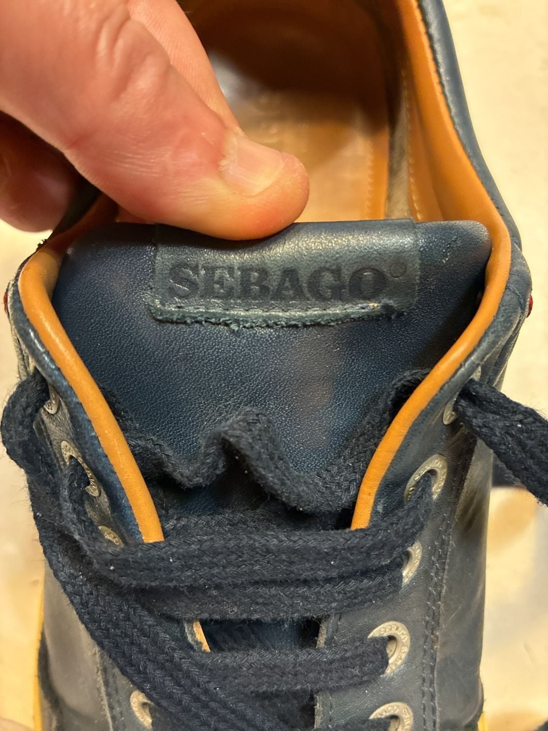 Sebago Leather Sneakers Navy Blue Casual Shoes 9