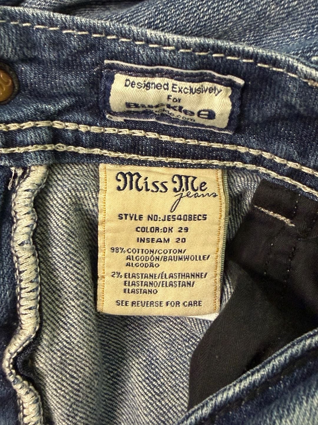 Miss Me Easy Crop Jeans 30x20 Rhinestone Embellished Dark Wash 7