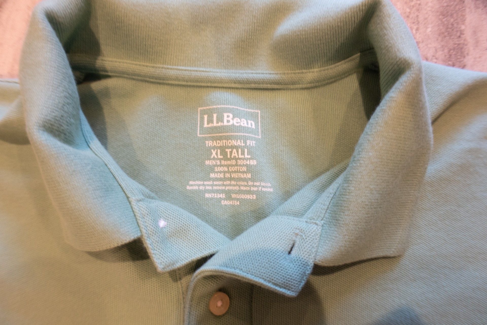 LL Bean Traditional Fit Polo Shirt XL Tall Green Cotton 3