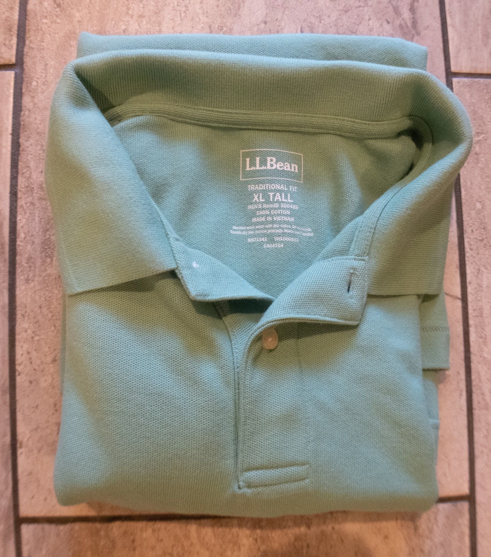 LL Bean Traditional Fit Polo Shirt XL Tall Green Cotton 5