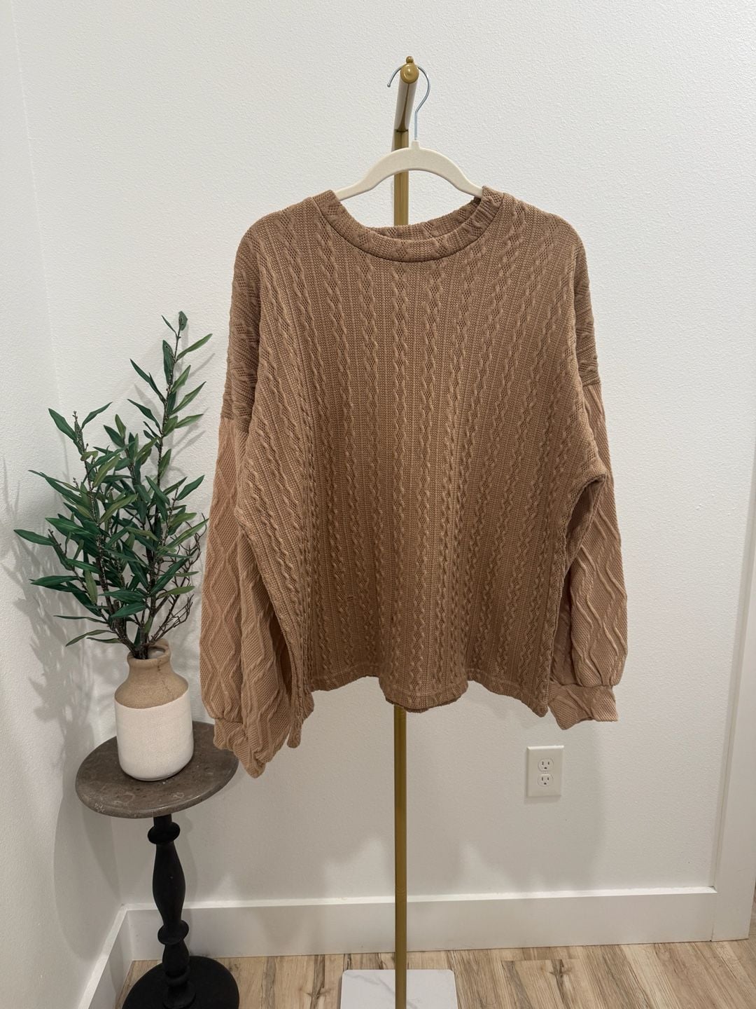 Grace & Emma Sweater Size 2XL Brown Cable Knit Long Sleeve 2